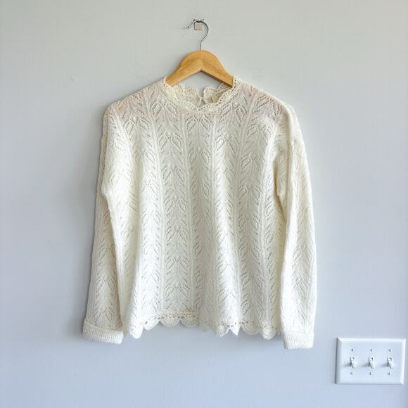 SEZANE Paris Louison Kid Mohair Jumper Knit Pullover Sweater Ecru Ivory M - Picture 2 of 13